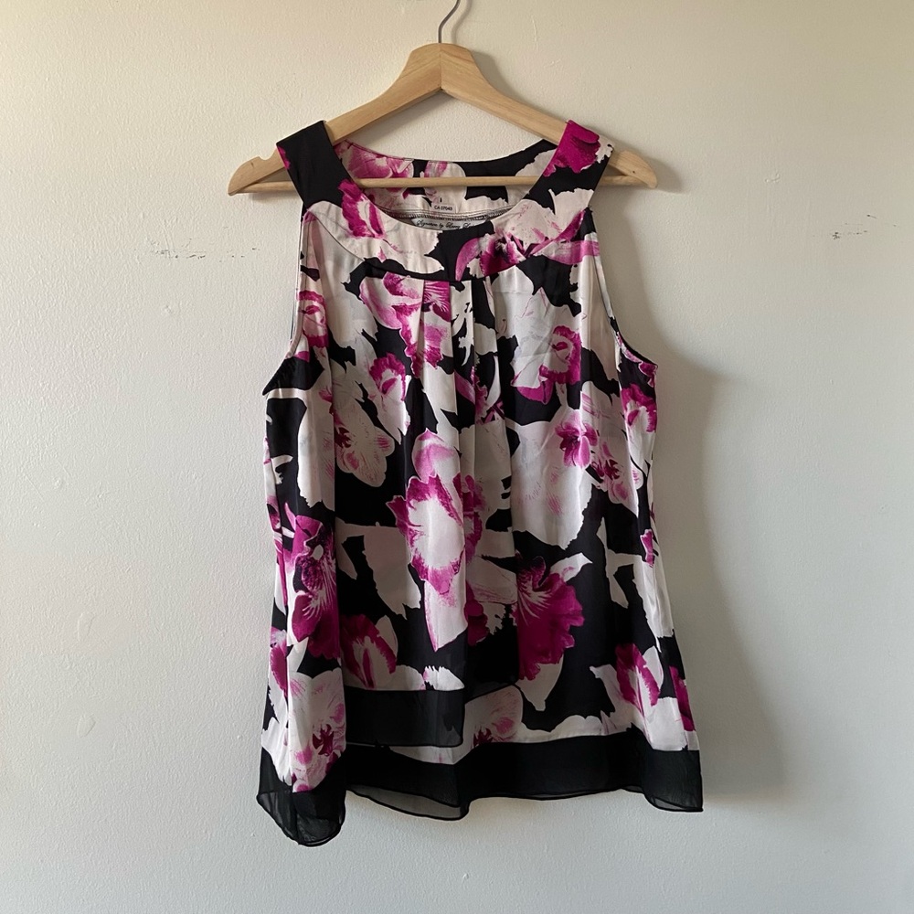 2/$20 Satin Floral Sleeveless Blouse